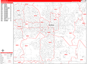 Des Moines  Wall Map Red Line Style